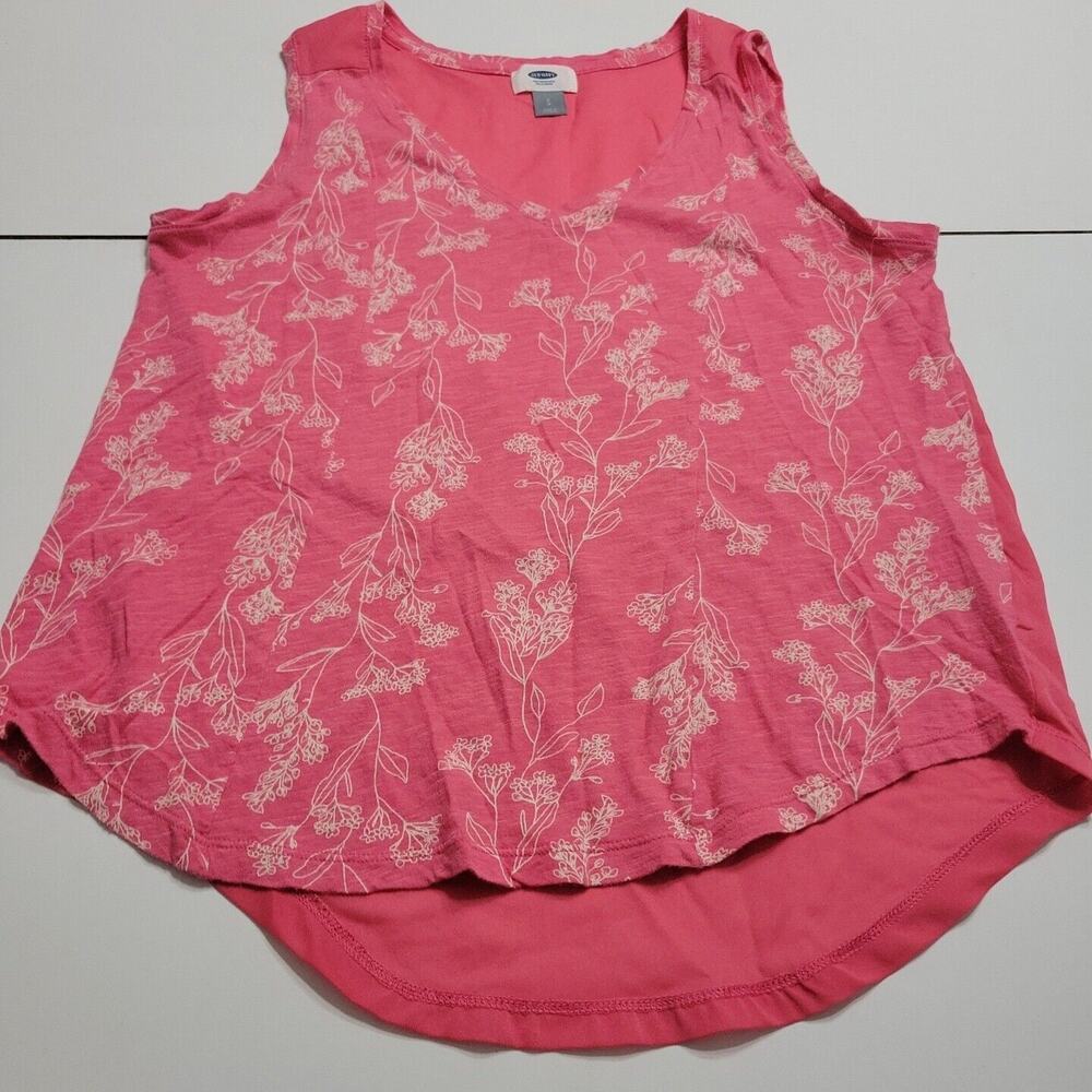 Old Navy Shirt Womens Small Tank Top Pink Floral Stretch Pullover S Mixed Media